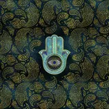 Decorative Hamsa Hand With Paisley Backgrounds Digital Art by