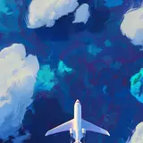 Aircraft, artwork, sky, clouds, 1440x2880 wallpapers